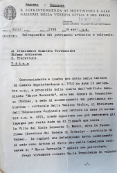 Documento indirizzato al presidente del Comitato Provinciale Difesa Antiaerea riguardo il cambiamento di scelta della sede di accentramento da Rocca Bernarda a Villa Manin, 18 novembre 1939 (ASUd, UNPA, b. 2, f. 6)