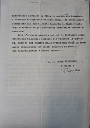 Documento indirizzato al presidente del Comitato Provinciale Difesa Antiaerea riguardo il cambiamento di scelta della sede di accentramento da Rocca Bernarda a Villa Manin, 18 novembre 1939 (ASUd, UNPA, b. 2, f. 6)